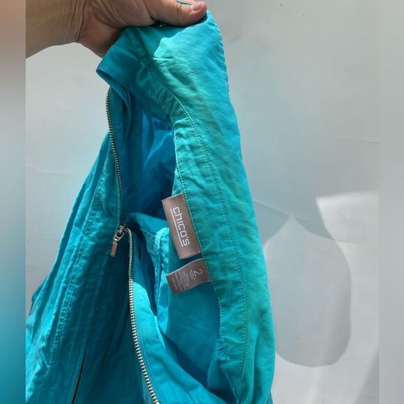 5 for $25🔥Chico's Blue Zip Front Jacket Size 2 (Large) - Picture 4 of 5